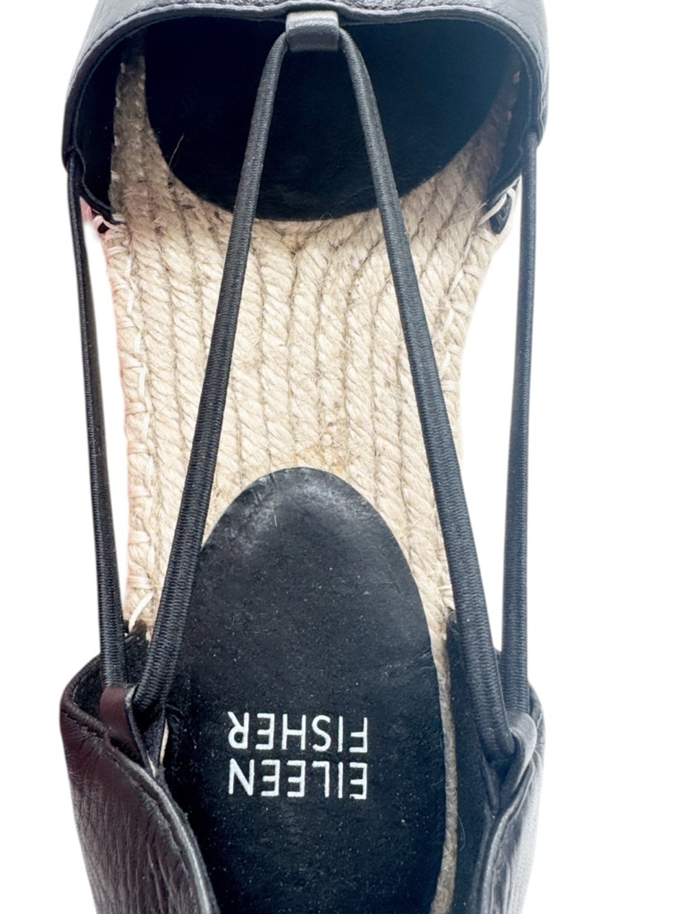 Eileen Fisher Lee Espadrille Flats Black Leather Slip-On Mimimalist Shoes Sz 7 - Picture 12 of 16